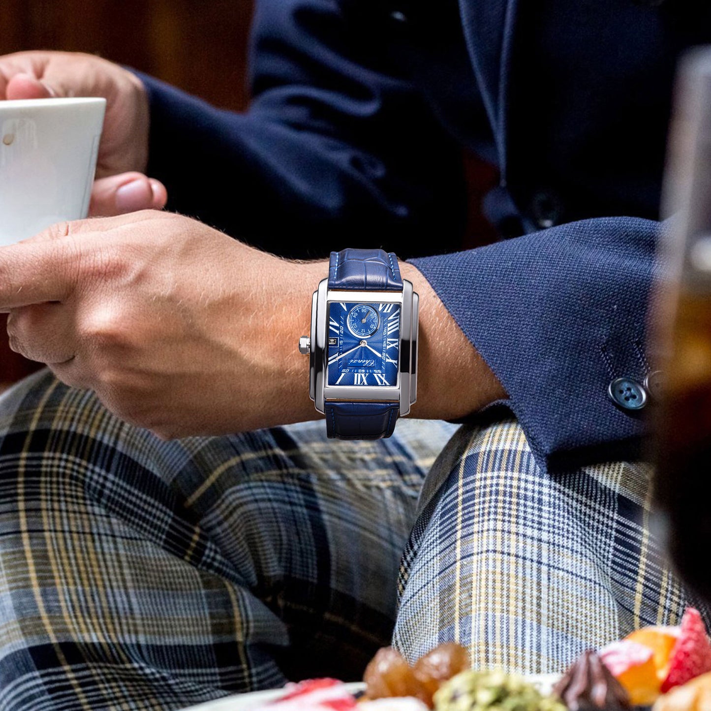 Men's Square Quartz Watch - Dawn Brand Direct Belt Timepiece