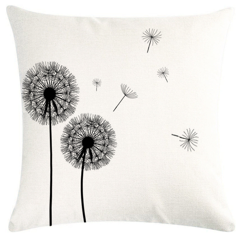 Beautiful Dandelion Printed Linen Pillow Cover Home Sofa Bedroom Cushion Cover