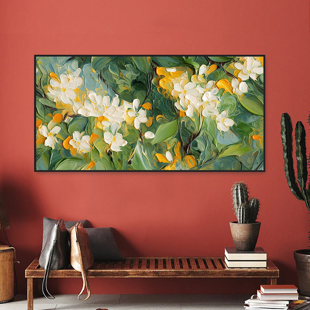 Abstract Floral Handmade Oil Painting On Canvas Wall Art Decoration 3d Texture Original Flowers Crabapple Blossoms For Home Bedroom Decor Rolled Frameless Unstretched Painting