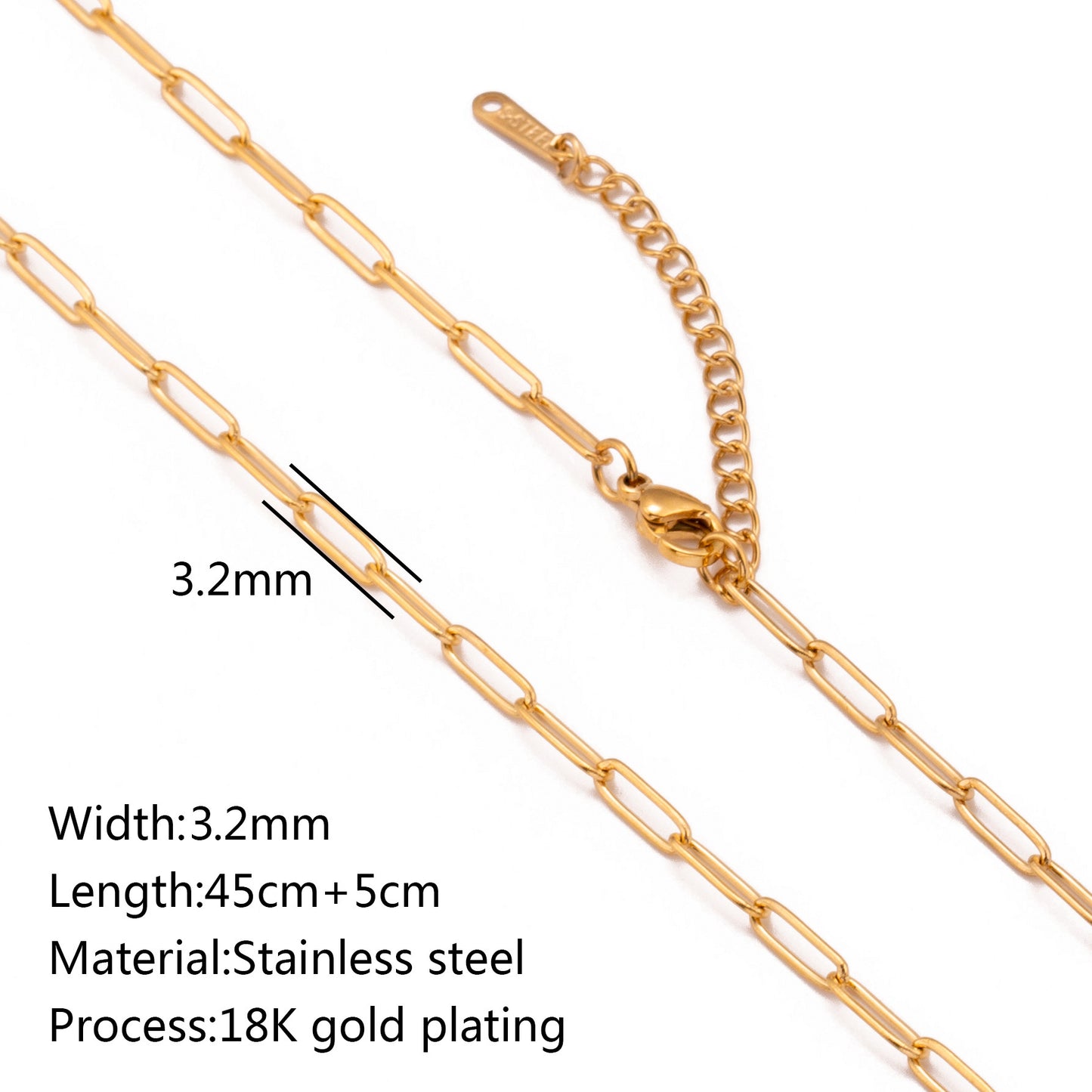 Stainless Steel Vacuum Vapor Plating 18K Gold Color Protection Lip Chain