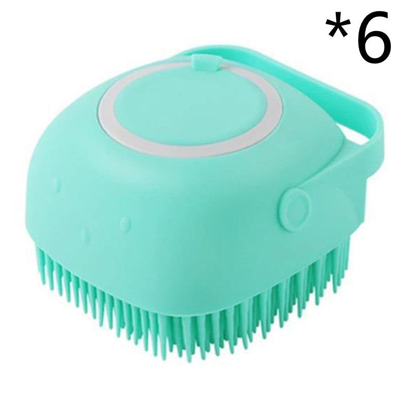 Silicone Dog Bath Massage Gloves Brush - Pet Grooming Tool with Shampoo Dispenser for Dogs & Cats