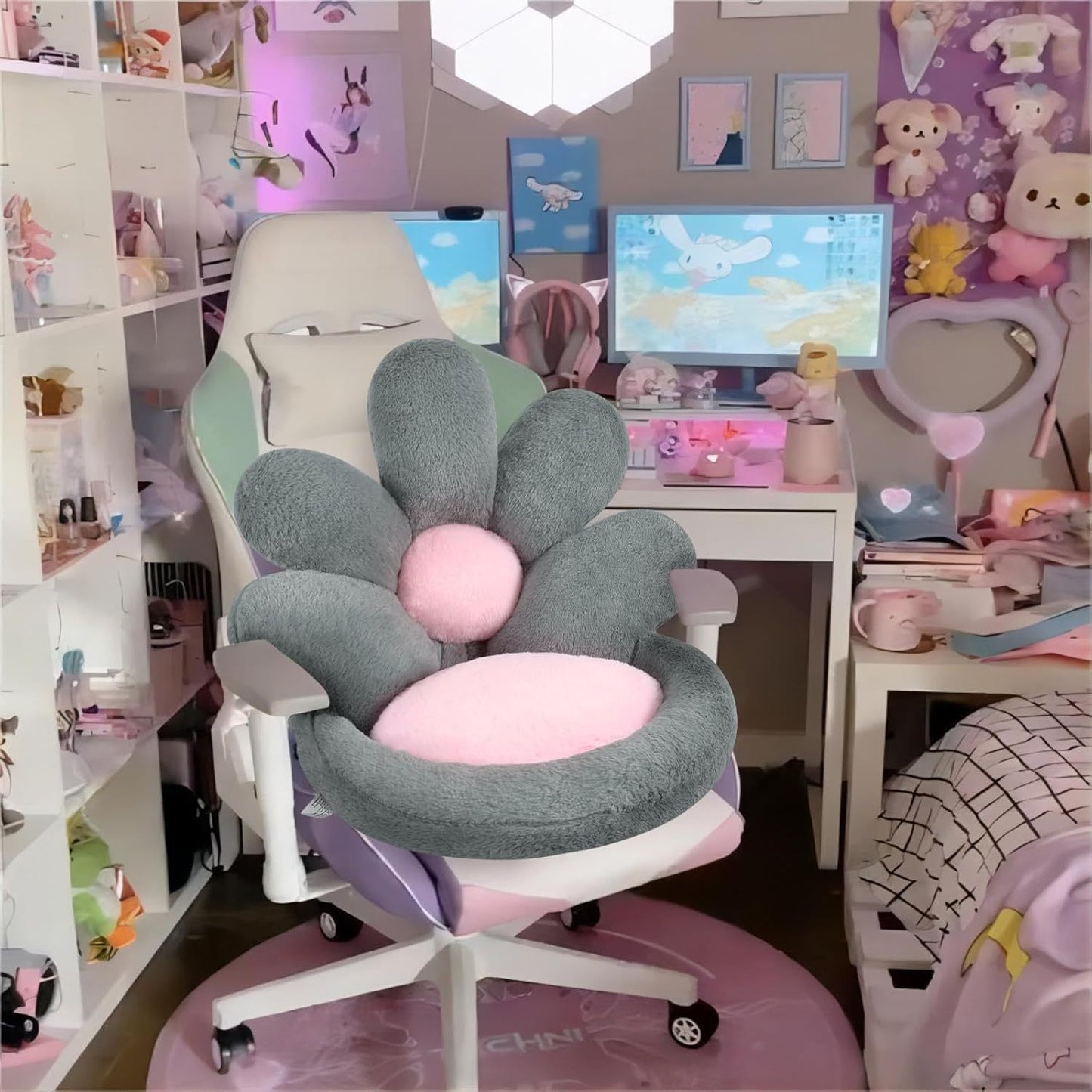 Round Nesting Cat Scratching Board - Flower Shape Seat Cushion Comfy Gaming Chair Pet Mat 19 Inch