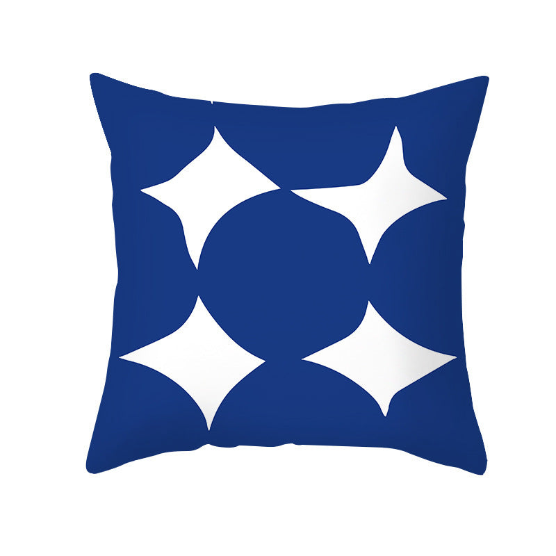 Ins Blue Abstract Super Soft Printing Pillowcase - Retro Art Sofa Cushion for Modern Home
