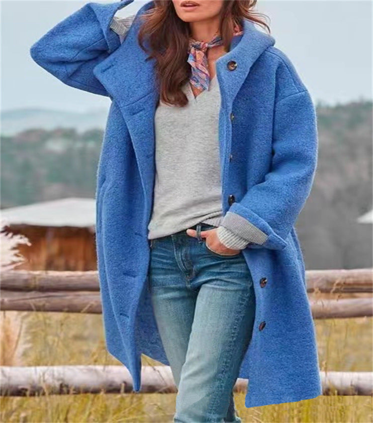 Women's Casual Hooded Lapel Windbreaker