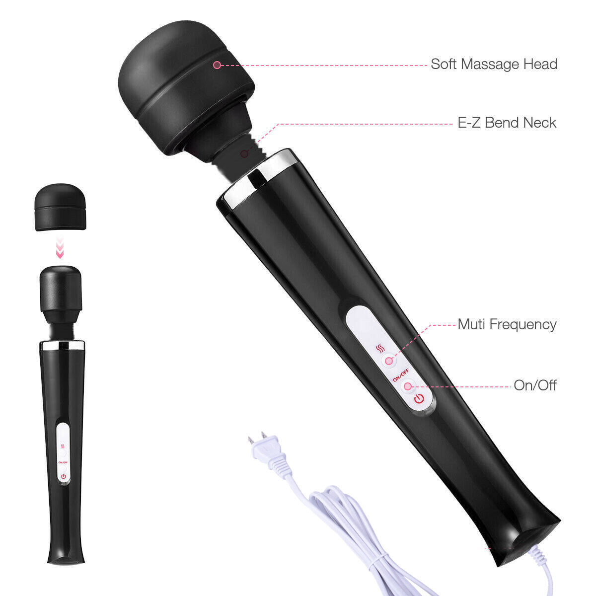 Handheld Massager 20 Speed Wand Vibrating Massage Magic Full Body Therapy Motor