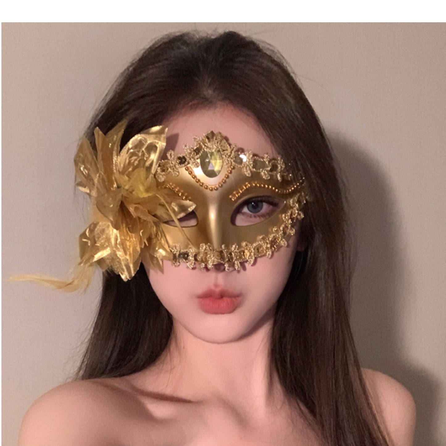 Halloween Half Face Mask - Werewolf White Design