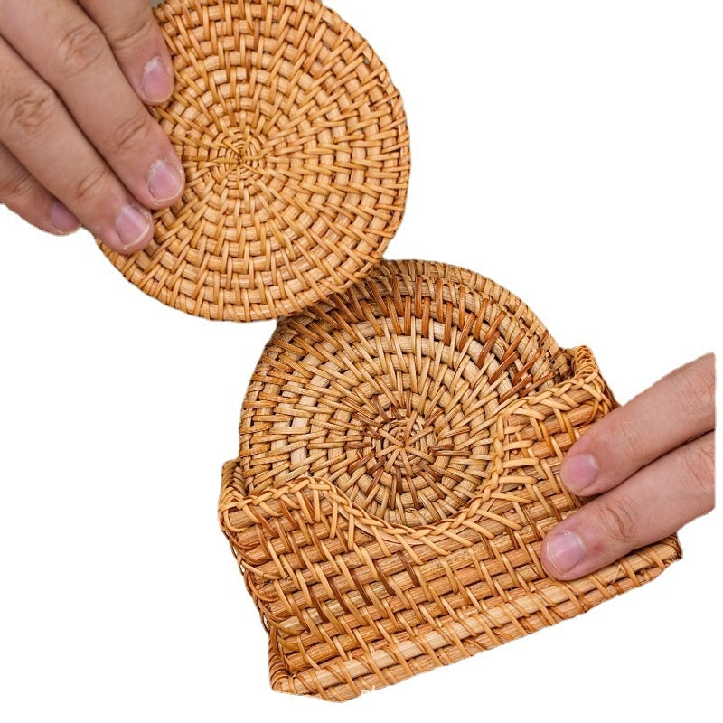 Eco-Friendly Woven Coasters - Natural Autumn Vine Material Set
