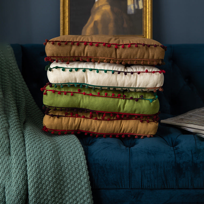 Nordic Ins Solid Color Fur Ball Thickened Cushion Home