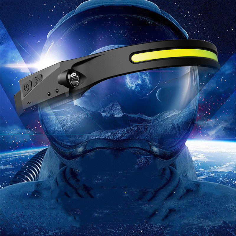 COB LED Rechargeable Headlamp - 350 Lumens Wave Sensor Waterproof Headlight for Camping & Outdoor
