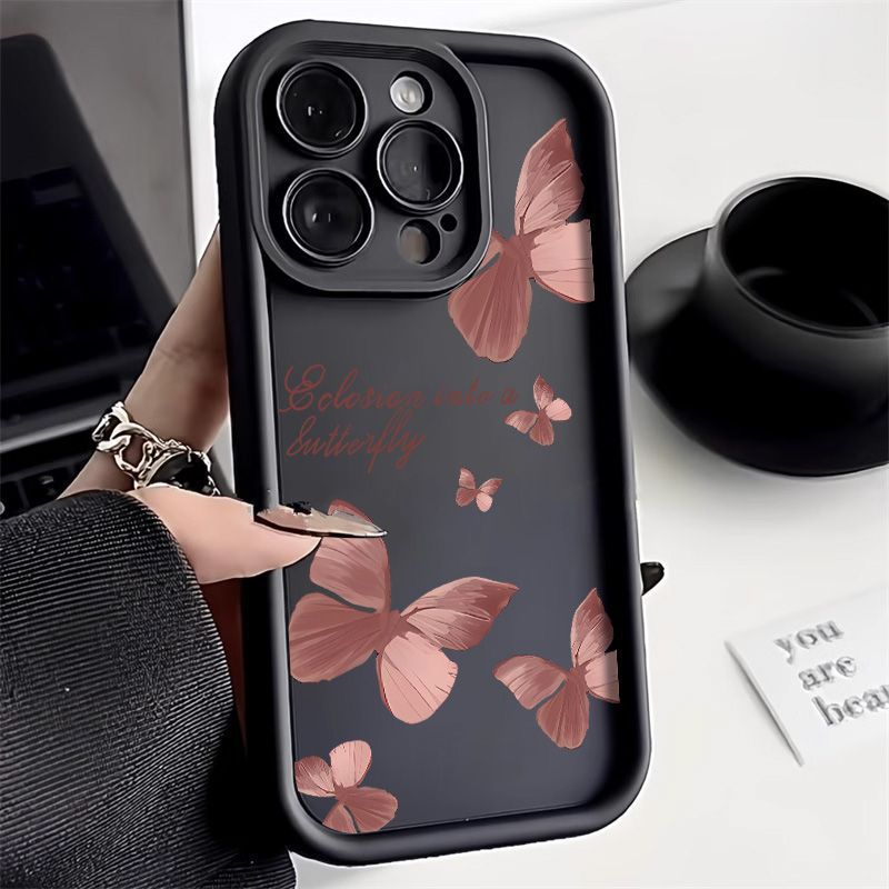 Elegant Butterfly iPhone Case - Rose Pink Artistic Design