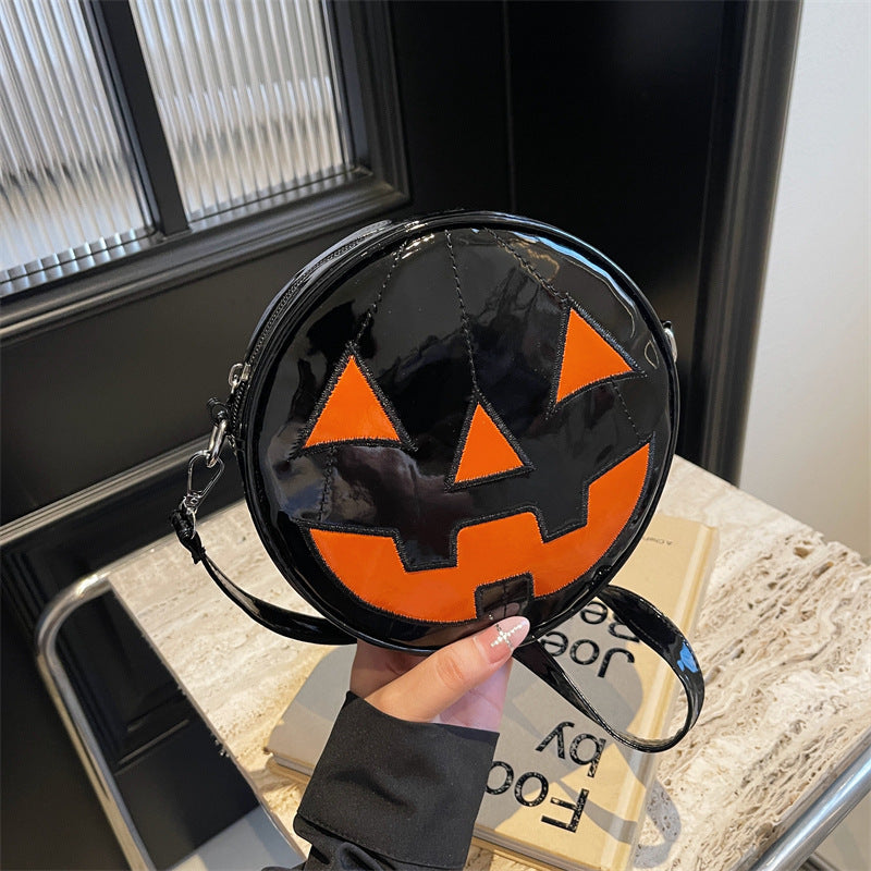 Halloween Pumpkin Round Bag - Cute Creative Crossbody Messenger Bag