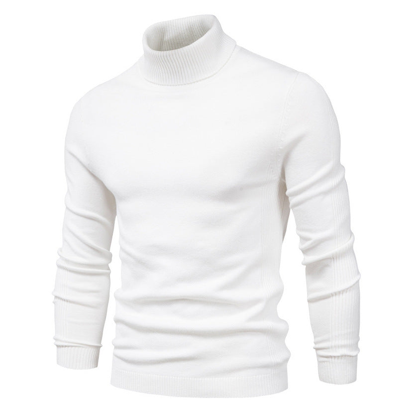 Men's Solid Color Slim Pullover Turtleneck Sweater - Winter Casual Tops