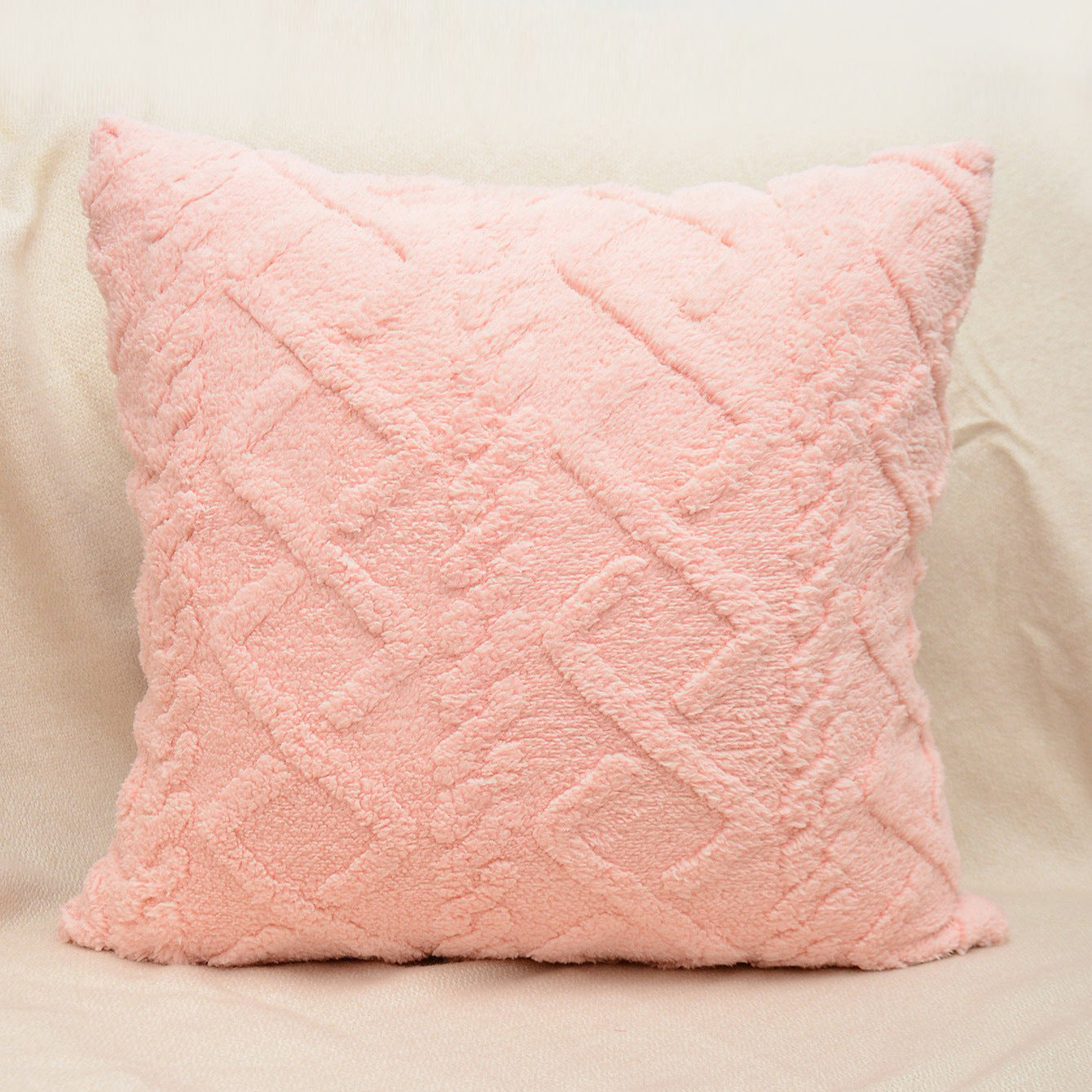 Cut Flower Pillow Cover Plush Jacquard Cushion Cover