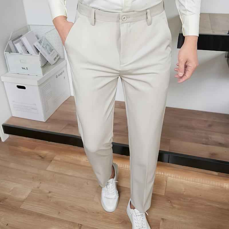 New Men's Straight High-waisted Black Casual Pants