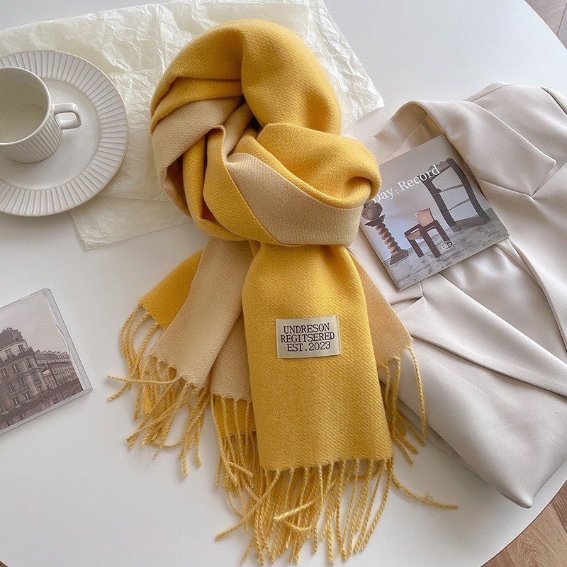 Double-Sided Artificial Cashmere Scarf - Women's Winter Warm Couple Scarf