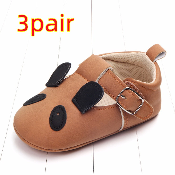 Cartoon Animal Baby Shoes - Soft Non-Slip Leather First Walking Shoes