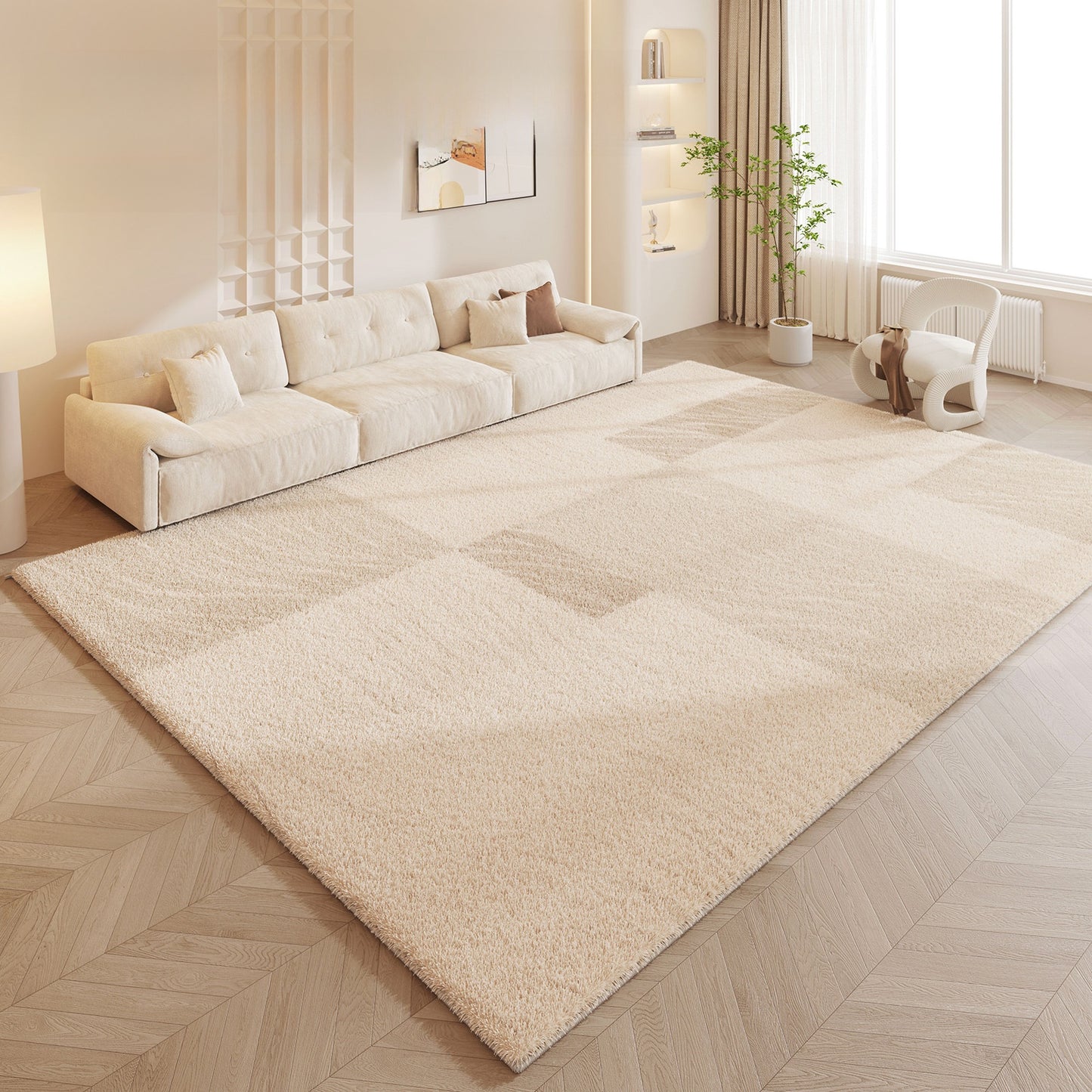 Luxury Cream Style Polyester Carpet - Cashmere-Soft Living Room Rug