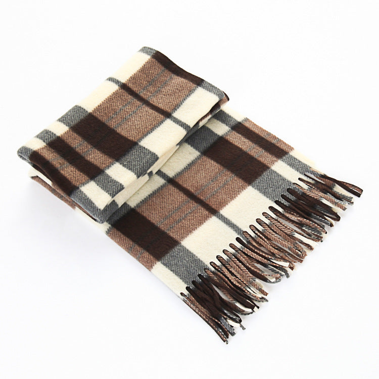 Unisex Black & White Plaid Thermal Scarf - Plus Size Winter Wrap