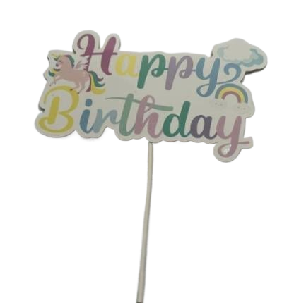 Cartoon Unicorn Cake Insertion Children's Decoration Birthday Theme Cake Card Insertion Party Supplies Rainbow Cake Flag Insertion