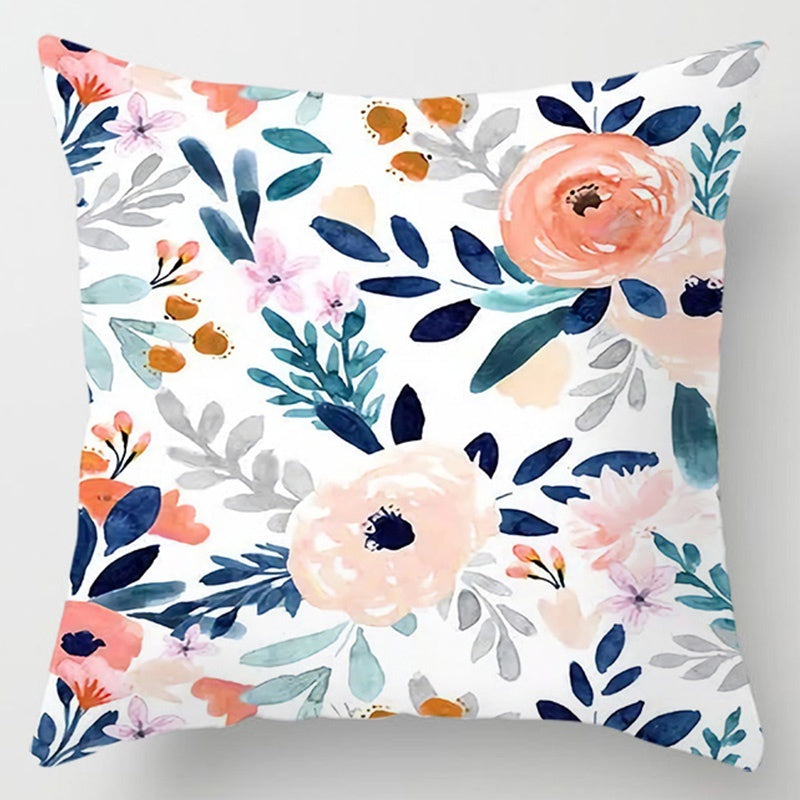 Floral Plant Pattern Cushion Cover - Botanical Bedroom Decor Throw Pillow Case