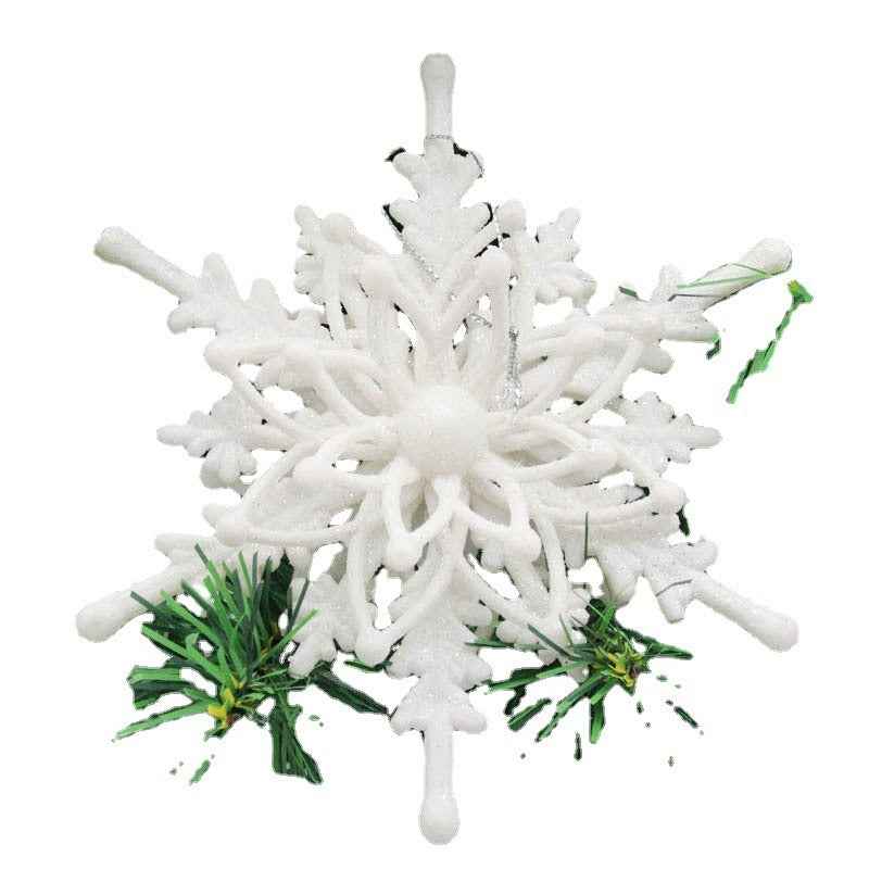 Christmas White Snowflake Pendant - 12cm Plastic Tree Decoration Ornament
