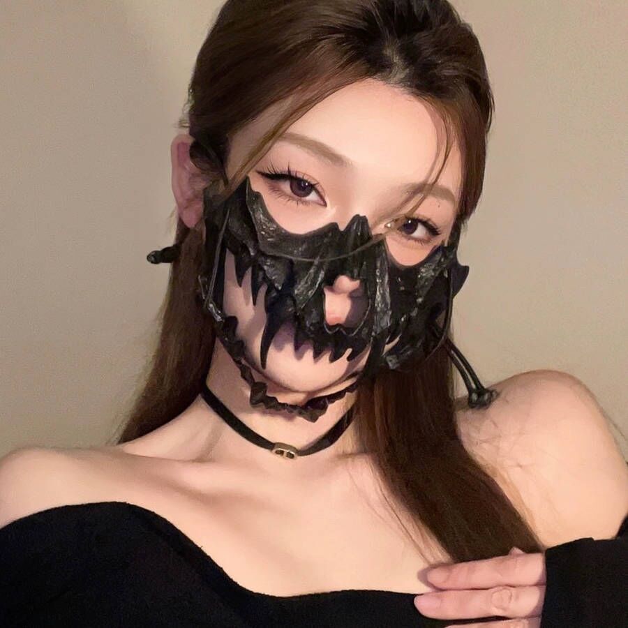 Halloween Half Face Mask - Werewolf White Design
