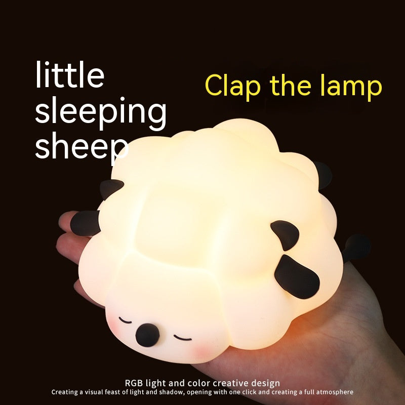 Cute Silicone Night Lights Sheep Cartoon - Rechargeable Timing Dimming Sleep Light for Children's Room