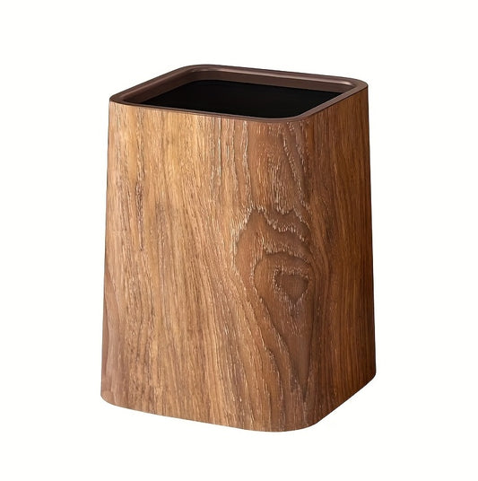 Wood Grain Trash Can