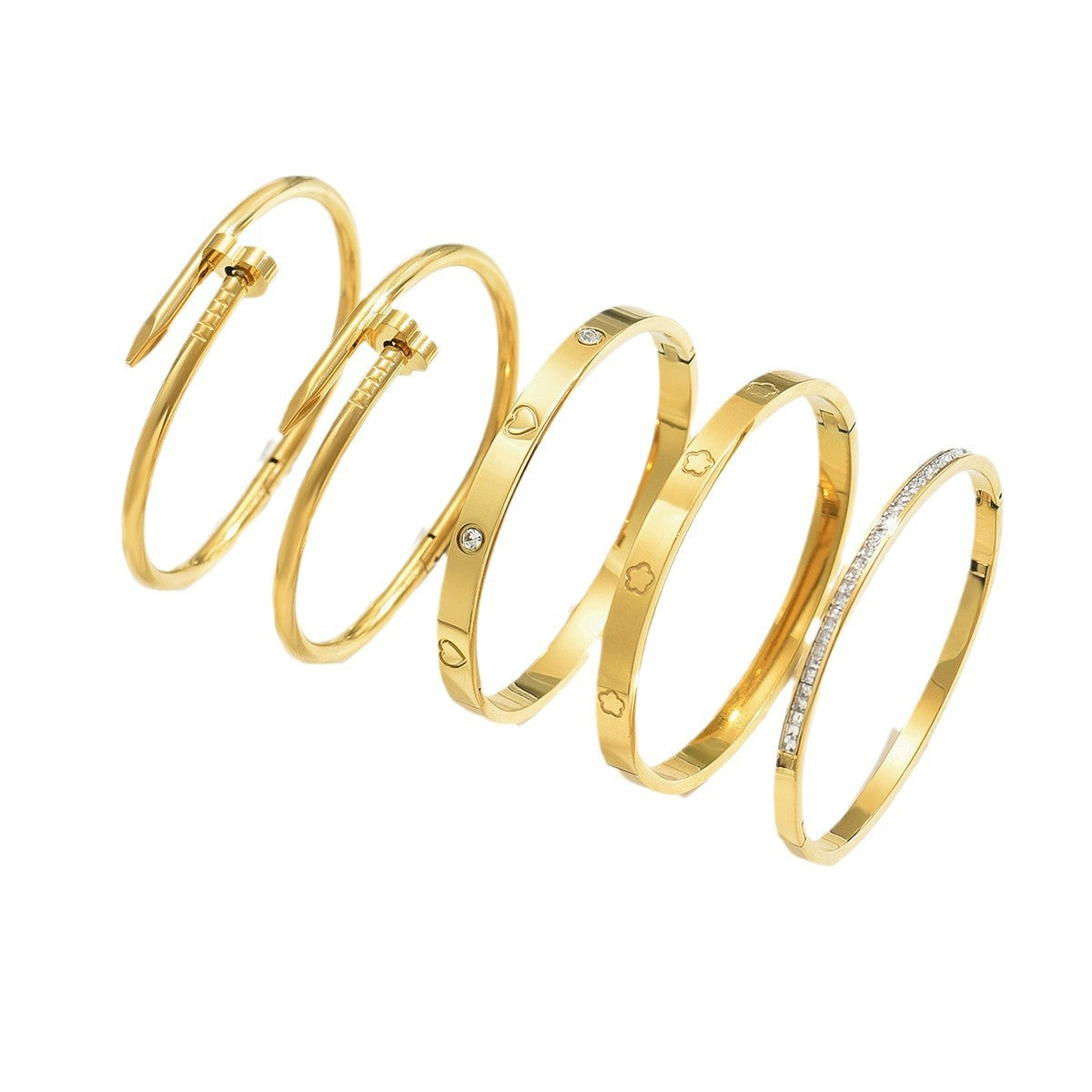 Stainless Steel Gold Bracelet - Love Nail Design
