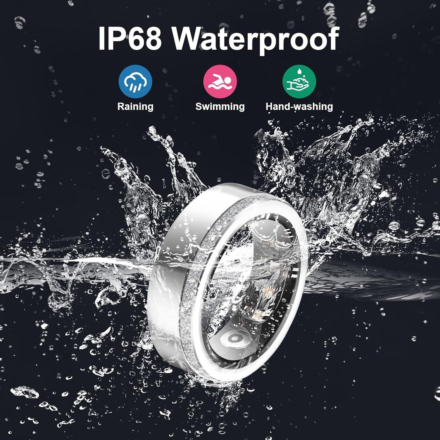 2025 New Smart Ring For Women Luxury Elegant Diamond Ring With Visible Tech Core Heart Rate Sleep Tracker Fitness Health Monitor IP68 Waterproof  Compatible