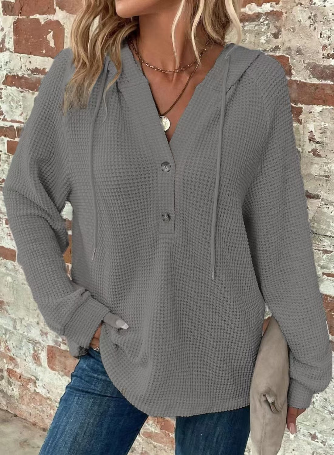 Women's V-Neck Long Sleeve Pullover Sweater - Casual Sports Style