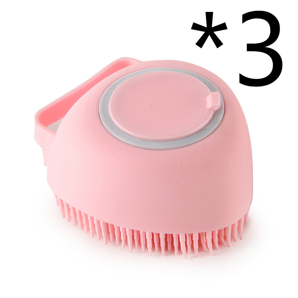 Silicone Dog Bath Massage Gloves Brush - Pet Grooming Tool with Shampoo Dispenser for Dogs & Cats