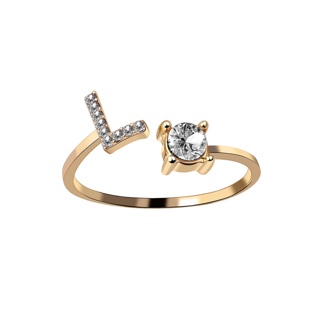 Adjustable Initial Letter Ring - Personalized Alphabet Jewelry