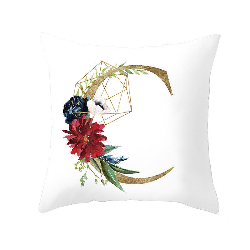 Nordic Style Pillowcase Geometric Golden Letter Pillowcase Peach Skin Sofa Cushion Household Goods