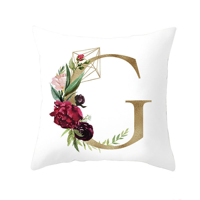 Nordic Style Pillowcase Geometric Golden Letter Pillowcase Peach Skin Sofa Cushion Household Goods