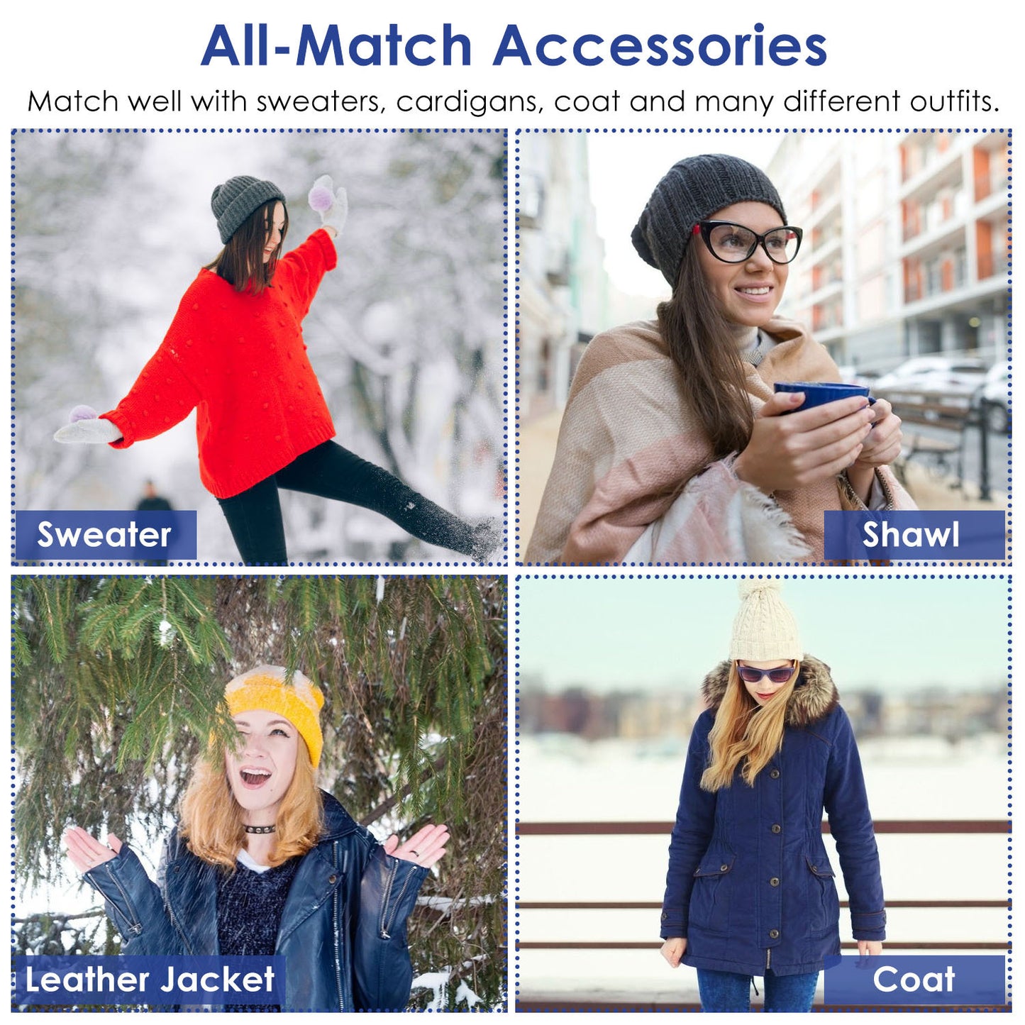 Women's Winter Beanie Hat & Scarf Set - Warm Knitting Gift Set for Outdoors