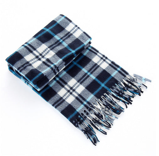 Unisex Black & White Plaid Thermal Scarf - Plus Size Winter Wrap