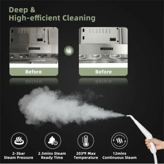 Multipurpose Steam Cleaner  High-Temp Steam, 2-3 Bar Pressure, 10.2oz Tank & Continuous Cleaning