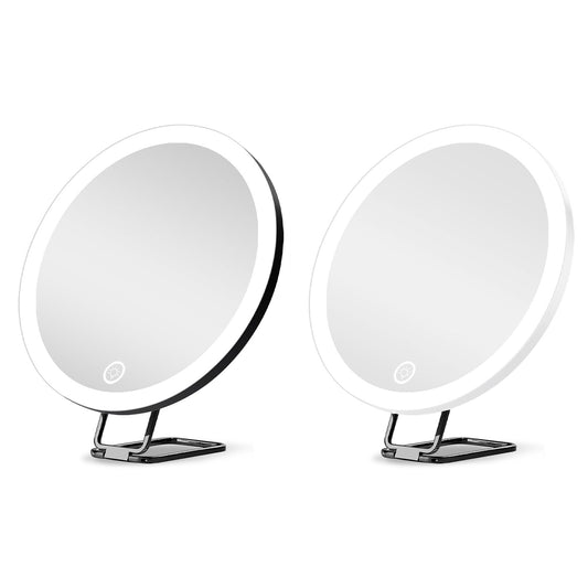 White-Black Options -- 1Pc 30X Magnifying Mirror With Light 3 Colors Dimmable Brightness Included Tweezer Scissor Travel Magnifying Makeup Mirror With Suction Cup 360 Degree Adjustable Stand