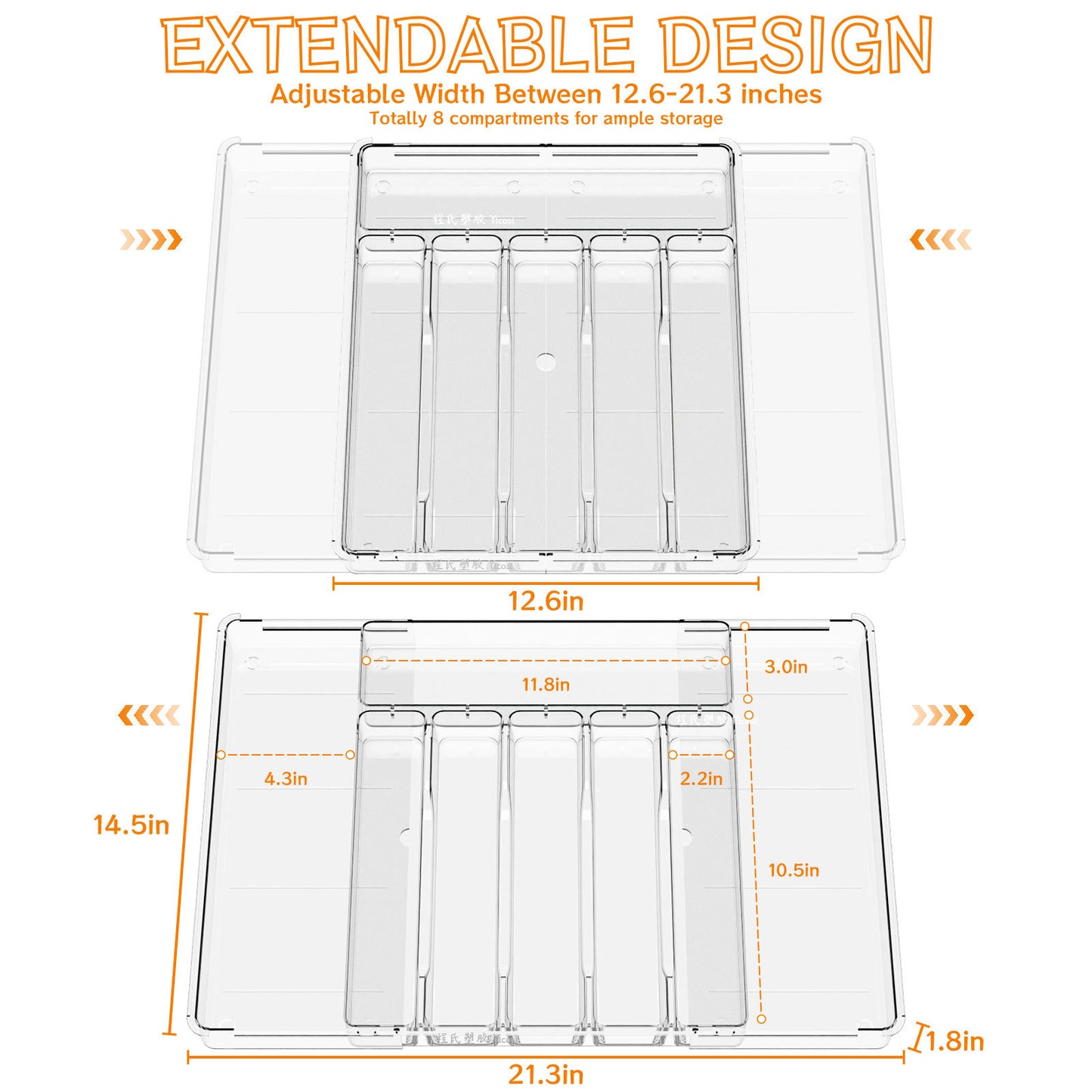 Multi-Compartment Plastic Storage Box - 6-Grid Organizer Container