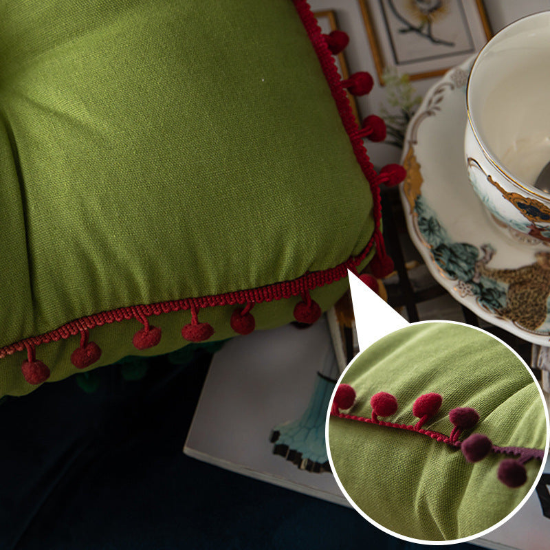 Nordic Ins Solid Color Fur Ball Thickened Cushion Home