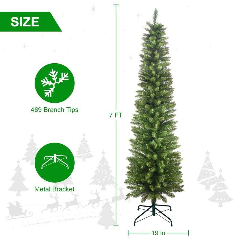 PVC Pencil Christmas Tree - 5ft-7ft Slim Green Design