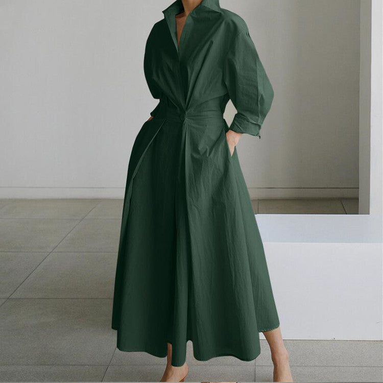 Collared shirt with loose cuffs sleeveless dress