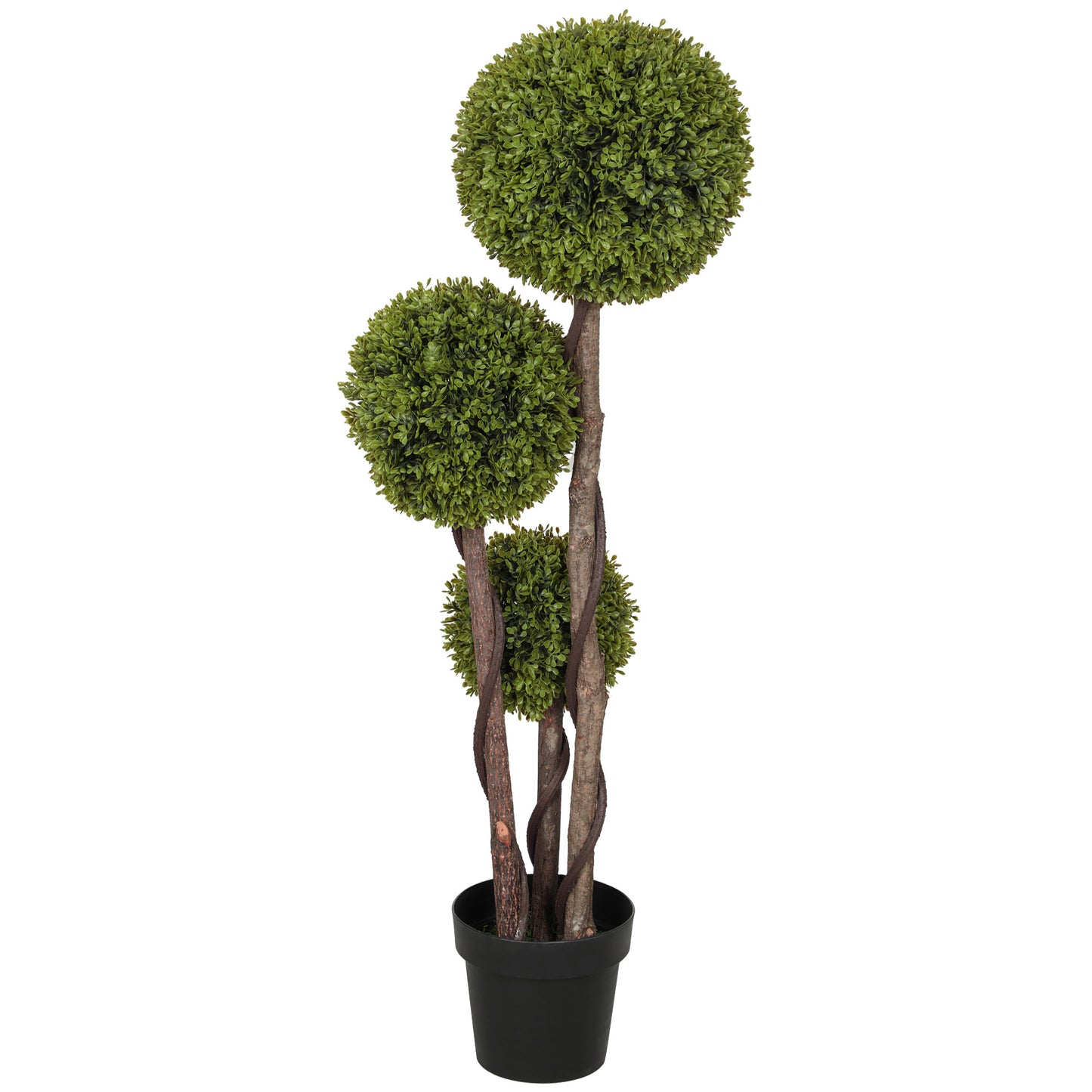 45.3 Artificial Ball Boxwood Topiary Tree Fake Plant In Pot For Indoor Outdoor Living Room Decoration Light Green