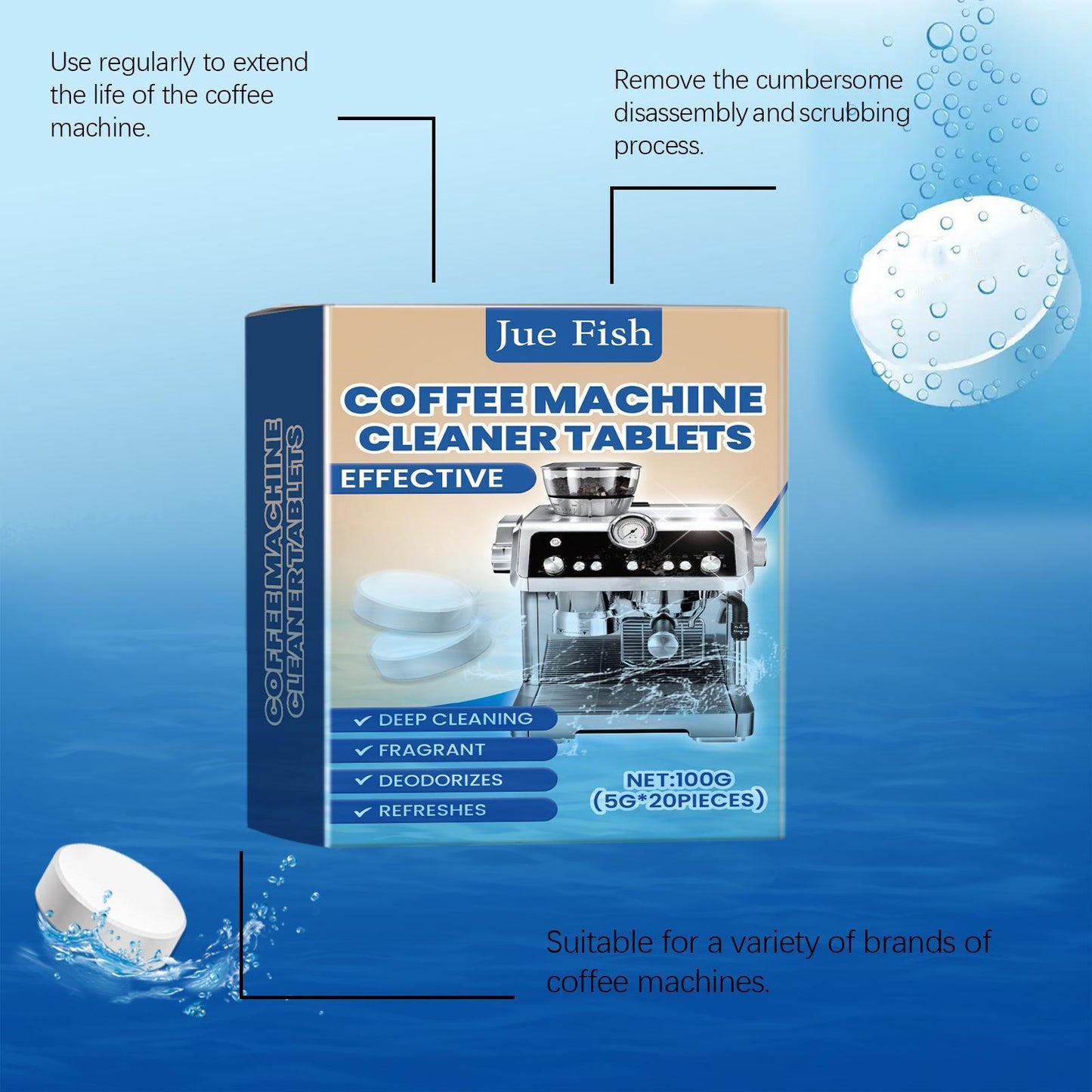 Jueyu Coffee Machine Cleaning Effervescent Tablets Clean Coffee Machine Stains And Dirt Renovation Maintenance Cleaner