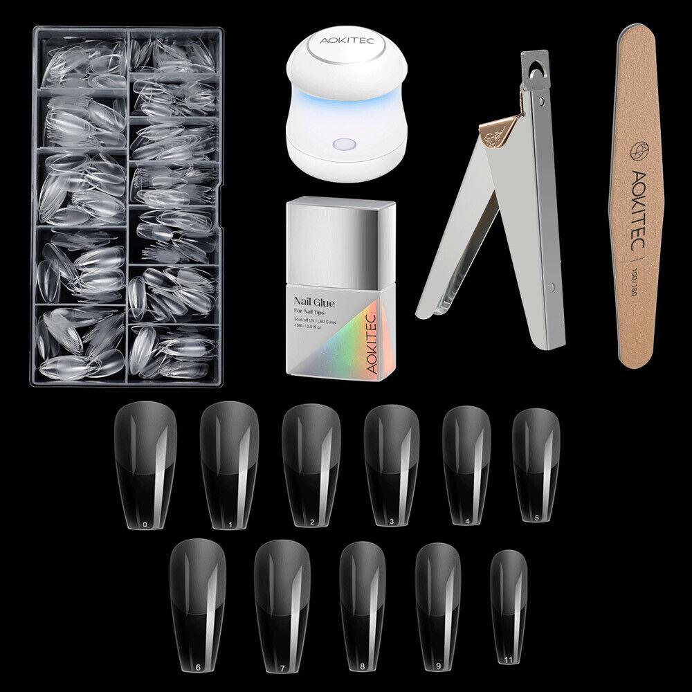 504-piece Full-coverage Nail Patch Set With 4-in-1 Nail Glue And Gel For Nail Extension Salons