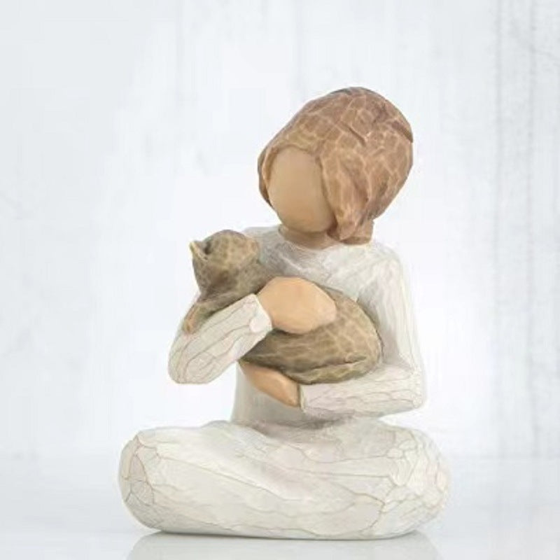 Premium Girl Resin Statue Decoration - Modern Home Ornament Collection