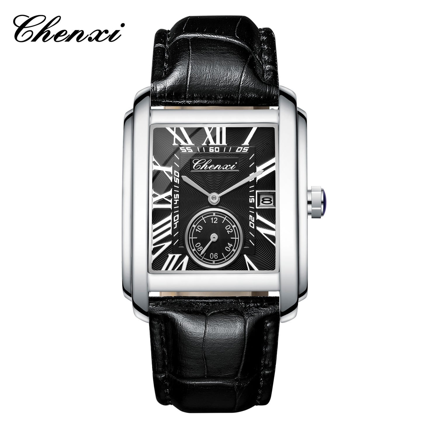 Men's Square Quartz Watch - Dawn Brand Direct Belt Timepiece