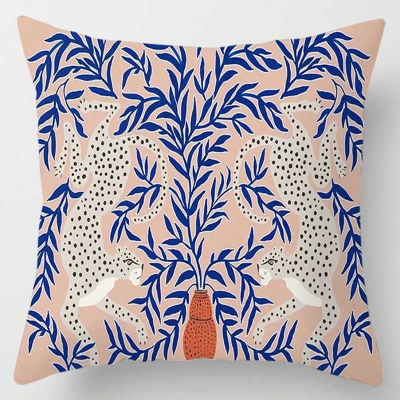 Floral Plant Pattern Cushion Cover - Botanical Bedroom Decor Throw Pillow Case