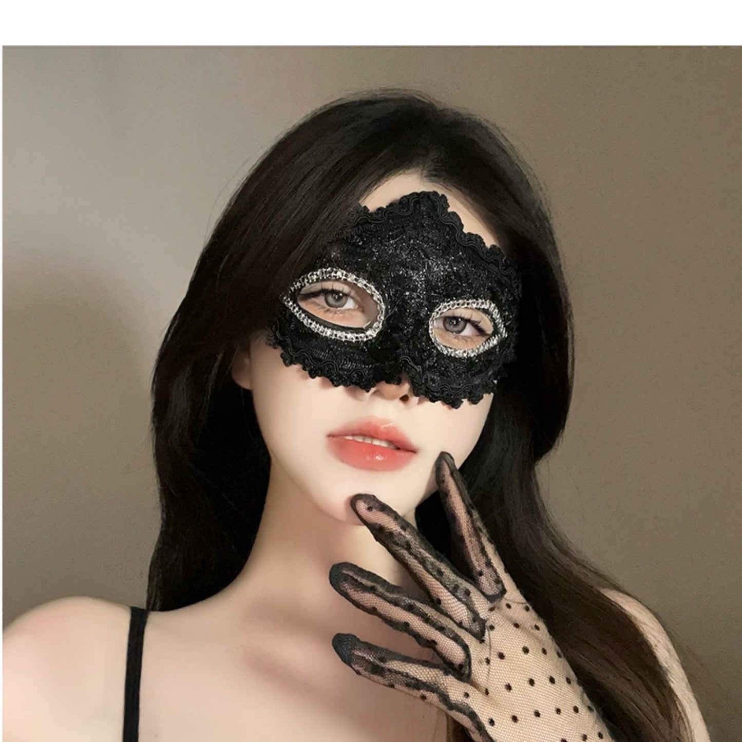 Halloween Half Face Mask - Werewolf White Design